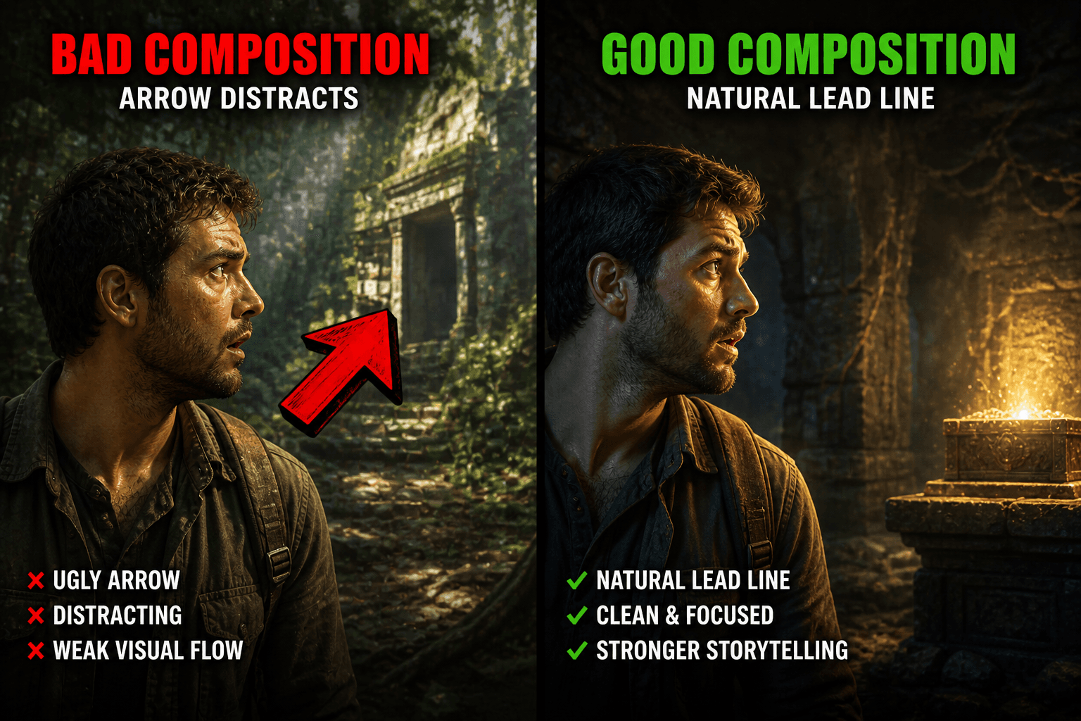 Arrows vs Lead Lines: Guiding the eye without the clutter